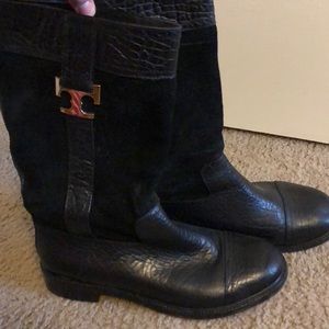 Tory Burch Shoes - Tory Burch Black Leather & Suede Boots Tory Burch Shoes - Tory Burch Black Leather & Suede Boots